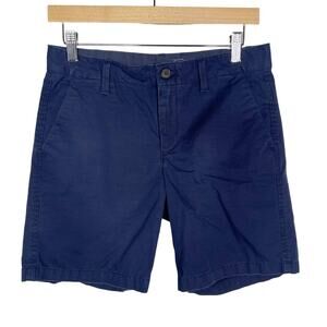 Gap Womens 2 Indigo Blue Girlfriend Roll Shorts Chino Cotton Flat Front Casual
